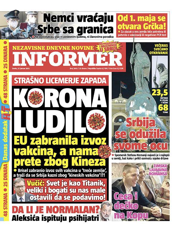 prelistavanje sutrasnje stampe 27 januar