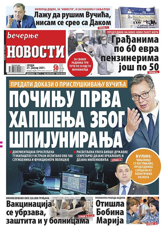 prelistavanje sutrasnje stampe 27 januar