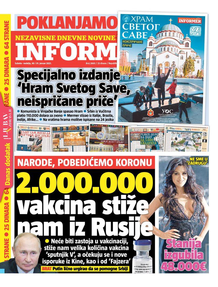 prelistavanje sutrasnje stampe 31. januar