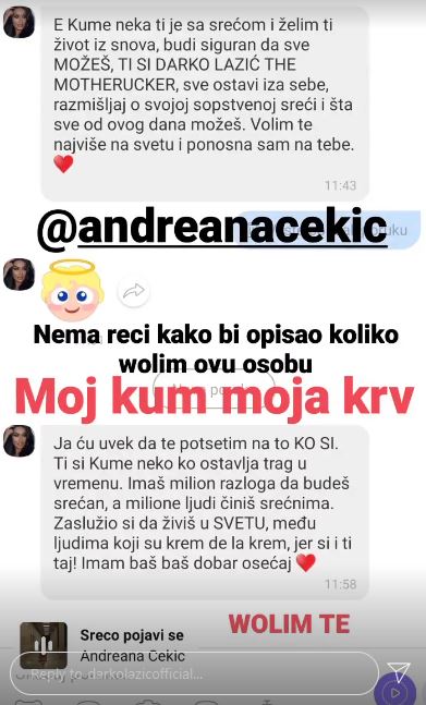 Darko Lazić i Andreana Čekić prepiska