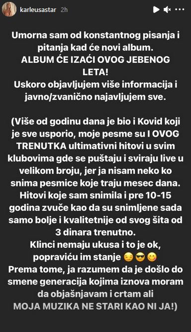 Jelena Karleuša pesme, novi album