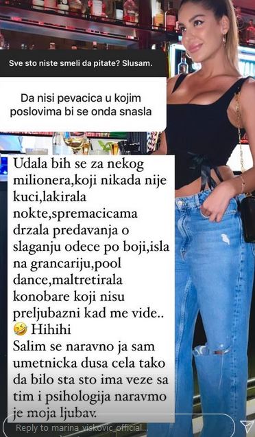 Marina Visković pitanja pratilaca udala bi se za milionera