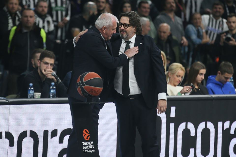 Andrea Trinkijeri i Željko Obradović na utakmici Partizan Žalgiris