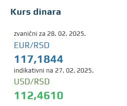 Kurs evra 28 februar 2025