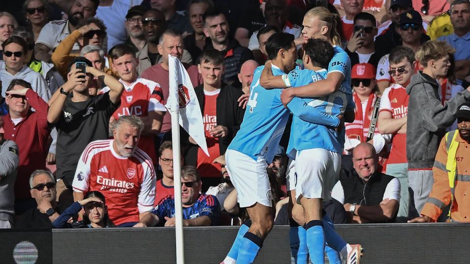 Erling Holand slavi gol na meču Arsenal Mančester siti