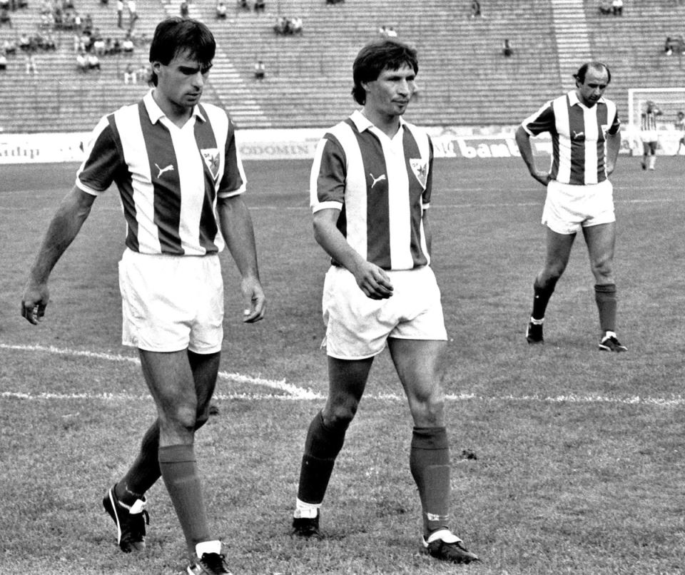 Prvi s leva, Miodrag Krivokapić u dresu Zvezde.