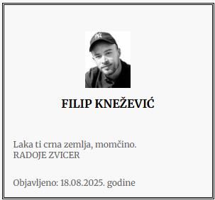 Čitulja za Filipa Kneževića