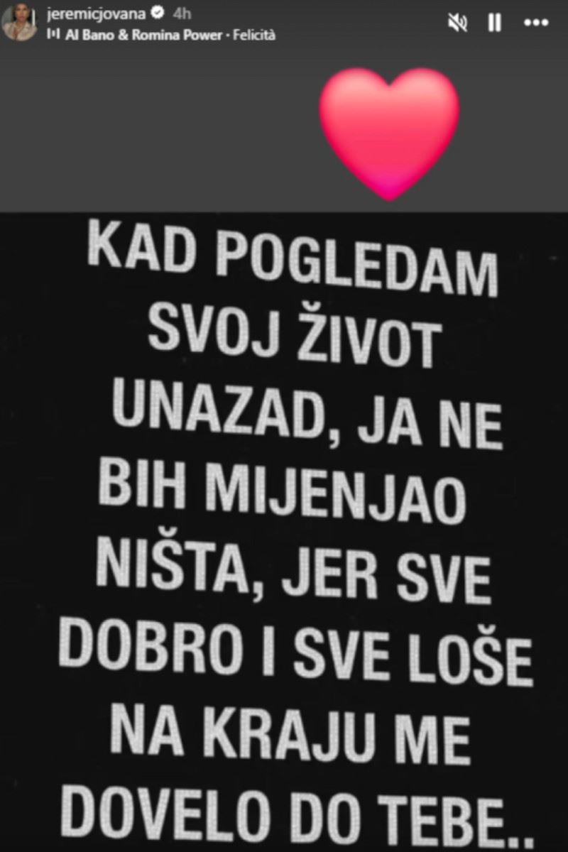 Jovana Jeremić objava posvećena Tigru