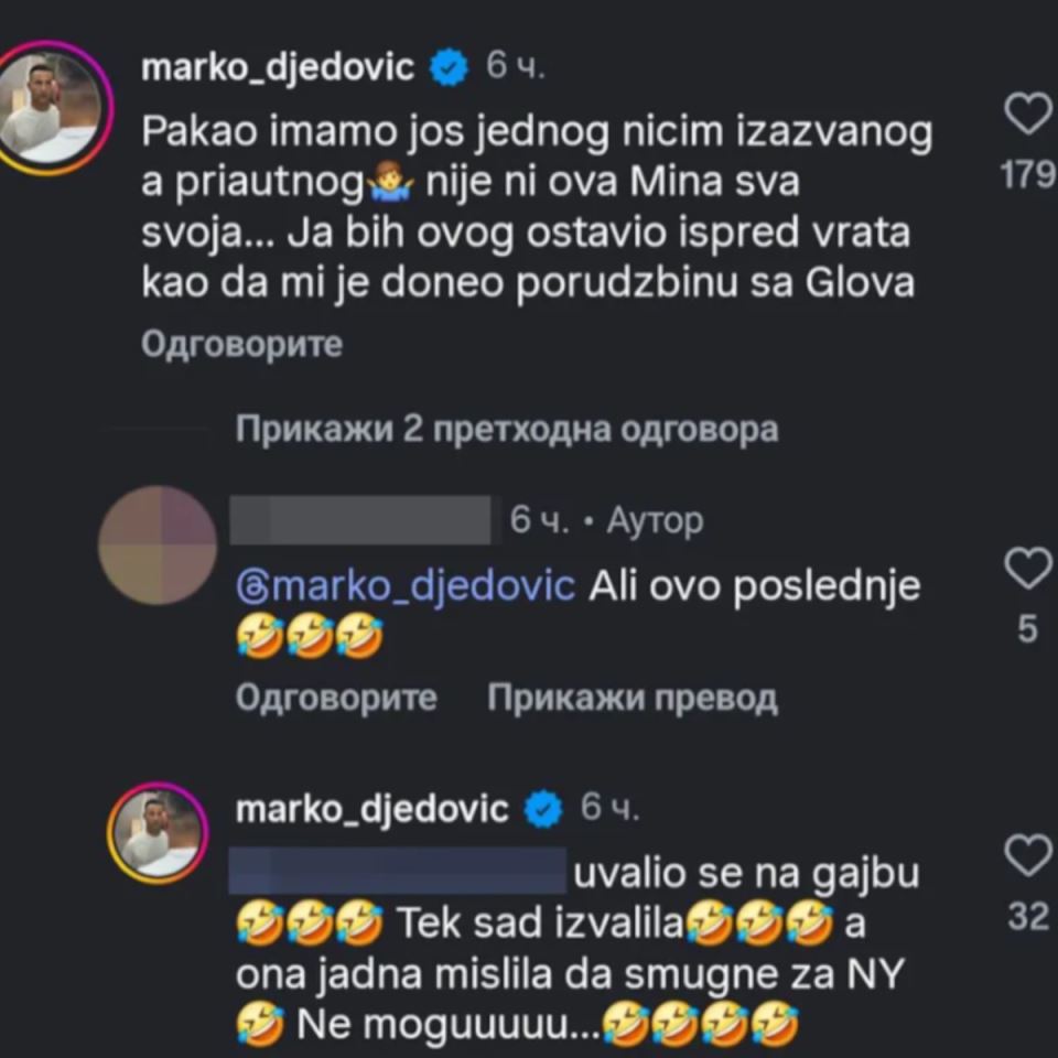 Marko Đedović objava o Mini Kostić i Kasperu