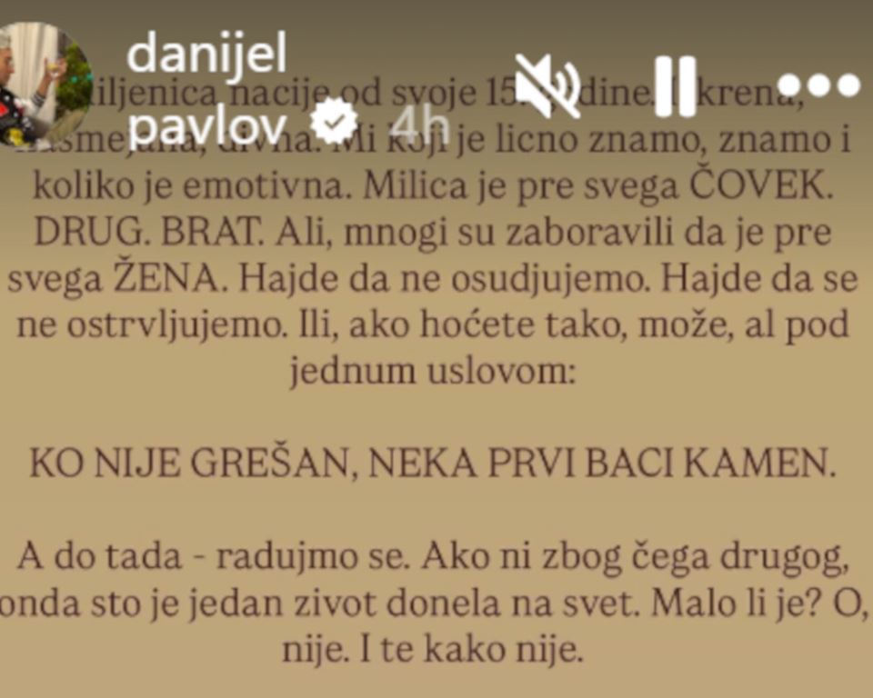 Danijel Pavlović podrška Milica Todorović