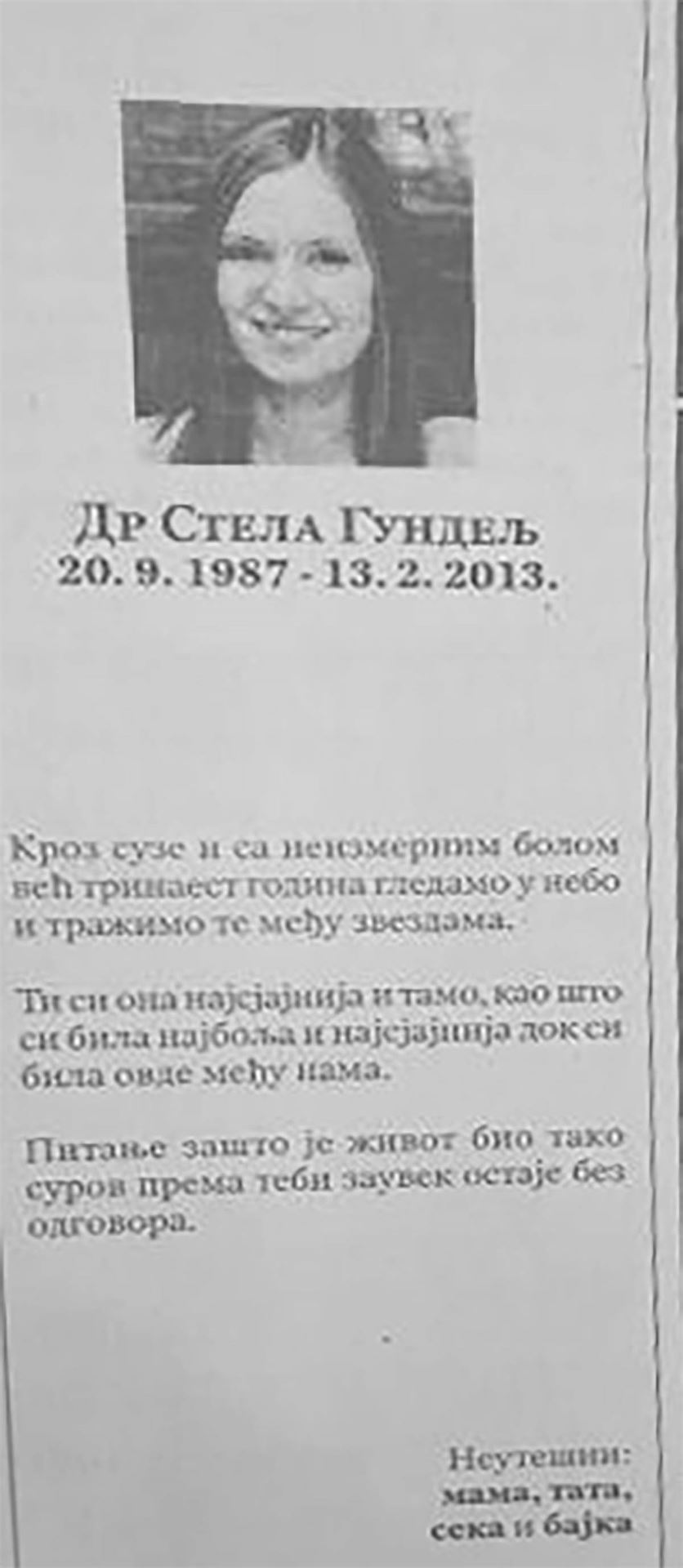 Stela Gundelj ubistvo