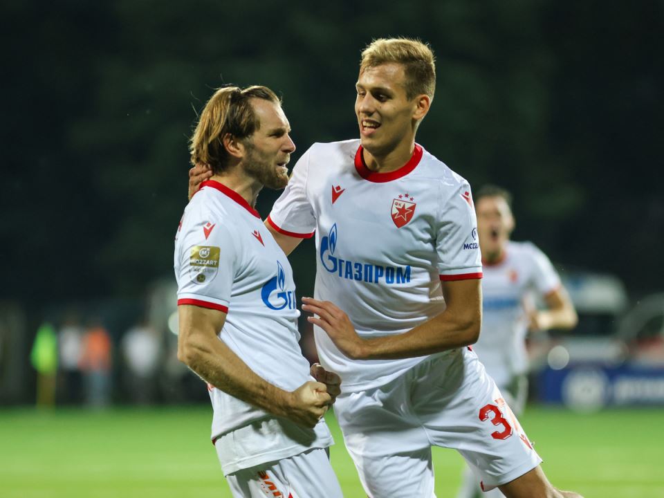 Vladimir Lučić i Aleksandar Katai slave gol Crvene zvezde