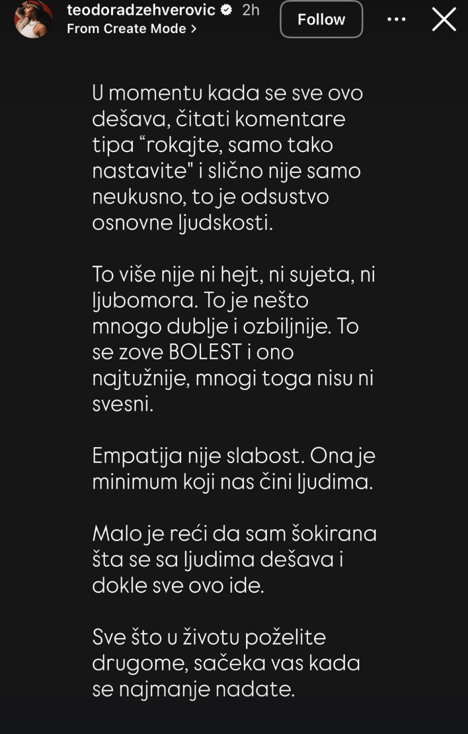 Teodora Džehverović o bombardovanju