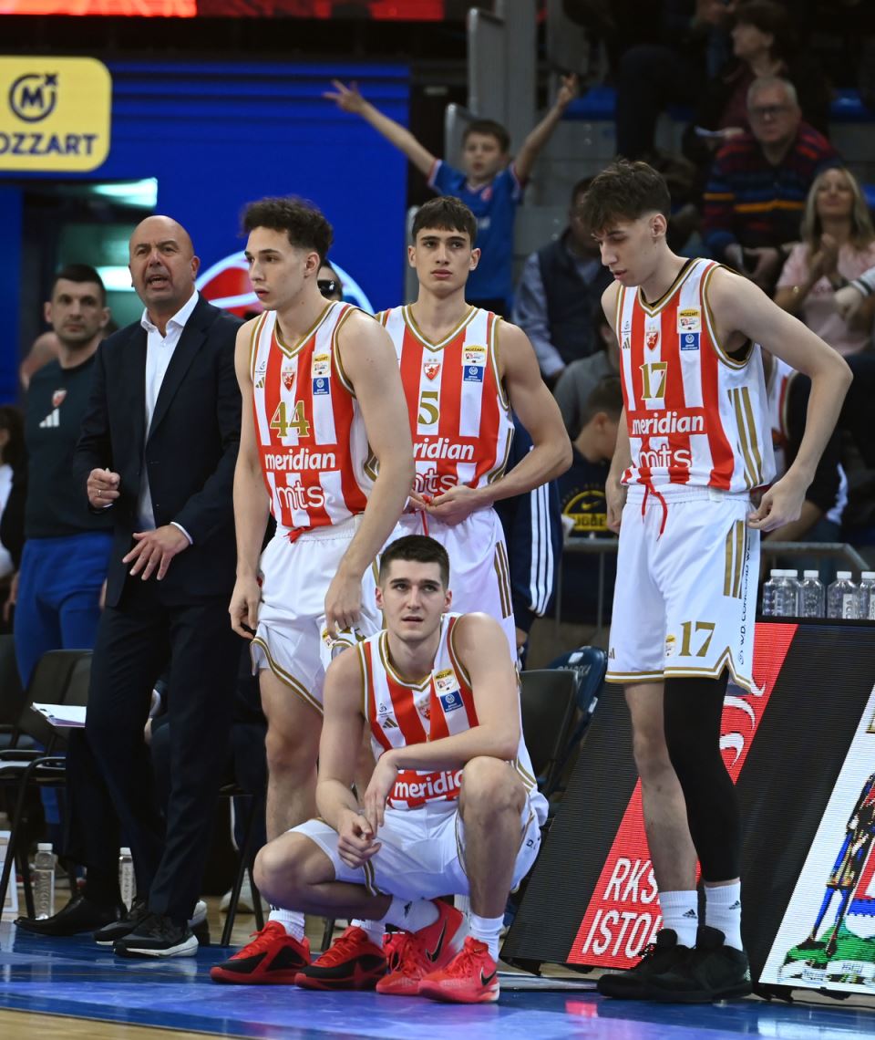 Ognjen Radošić, Aleksej Nedeljković, Lazar Stojković i Stefan Miljenović na utakmici Zvezde na Kupu Radivoja Koraća