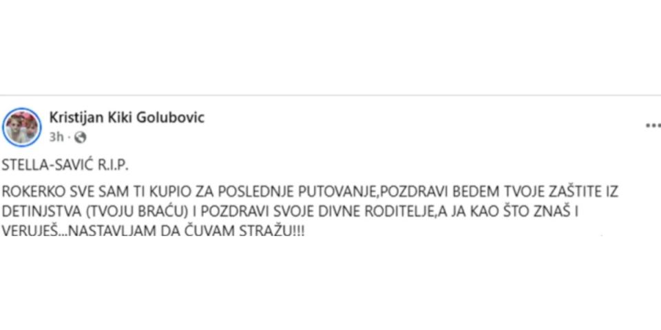 Kristijan Golubović objava smrt prijateljica Stela Savić.jpg