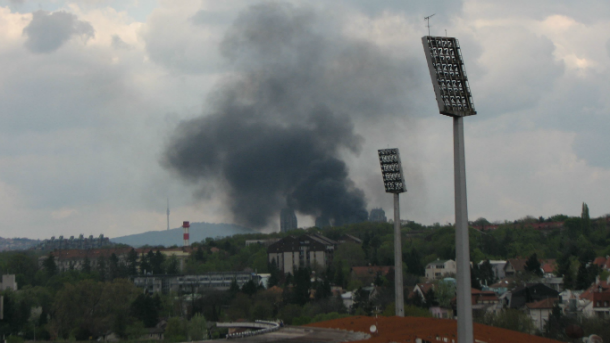Požar na stadionu FK Rad