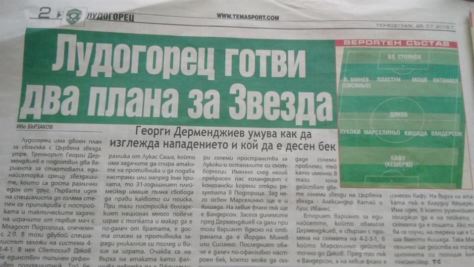 Sastav Crvene zvezde za Ludogorec