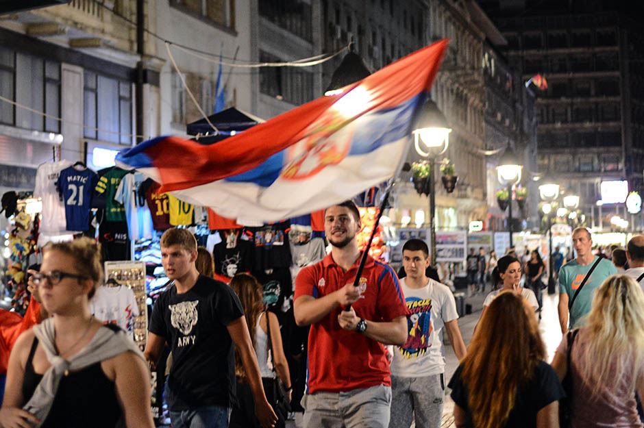 Srbija-SAD Olimpijske igre Rio 2016 - Navijači Srbije na ulicama
