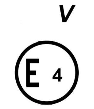 Oznaka "V" se nalazi iznad kruga s leve ili desne strane