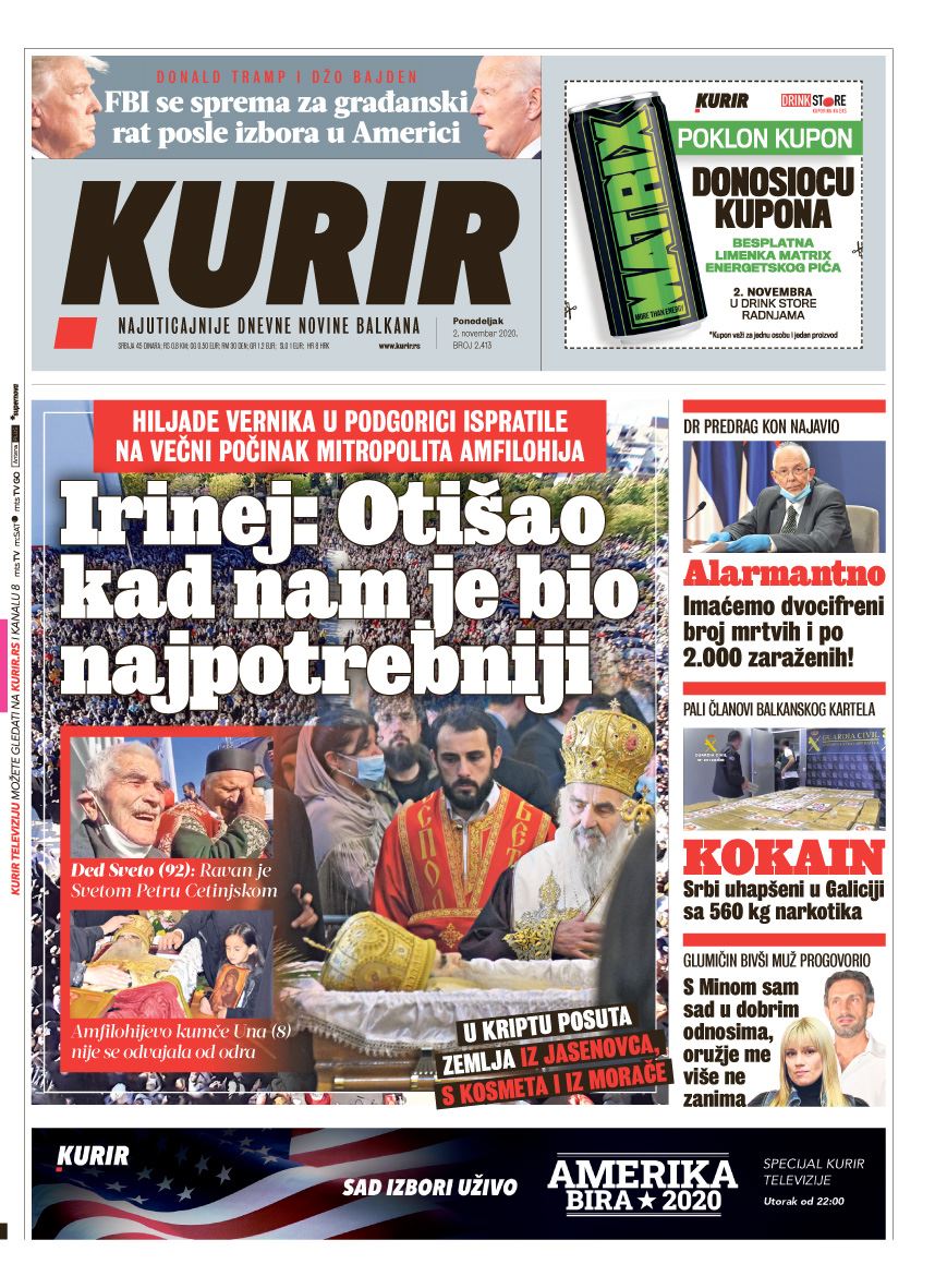 prelistavnje sutrasnje stampe 2 novembar 2020