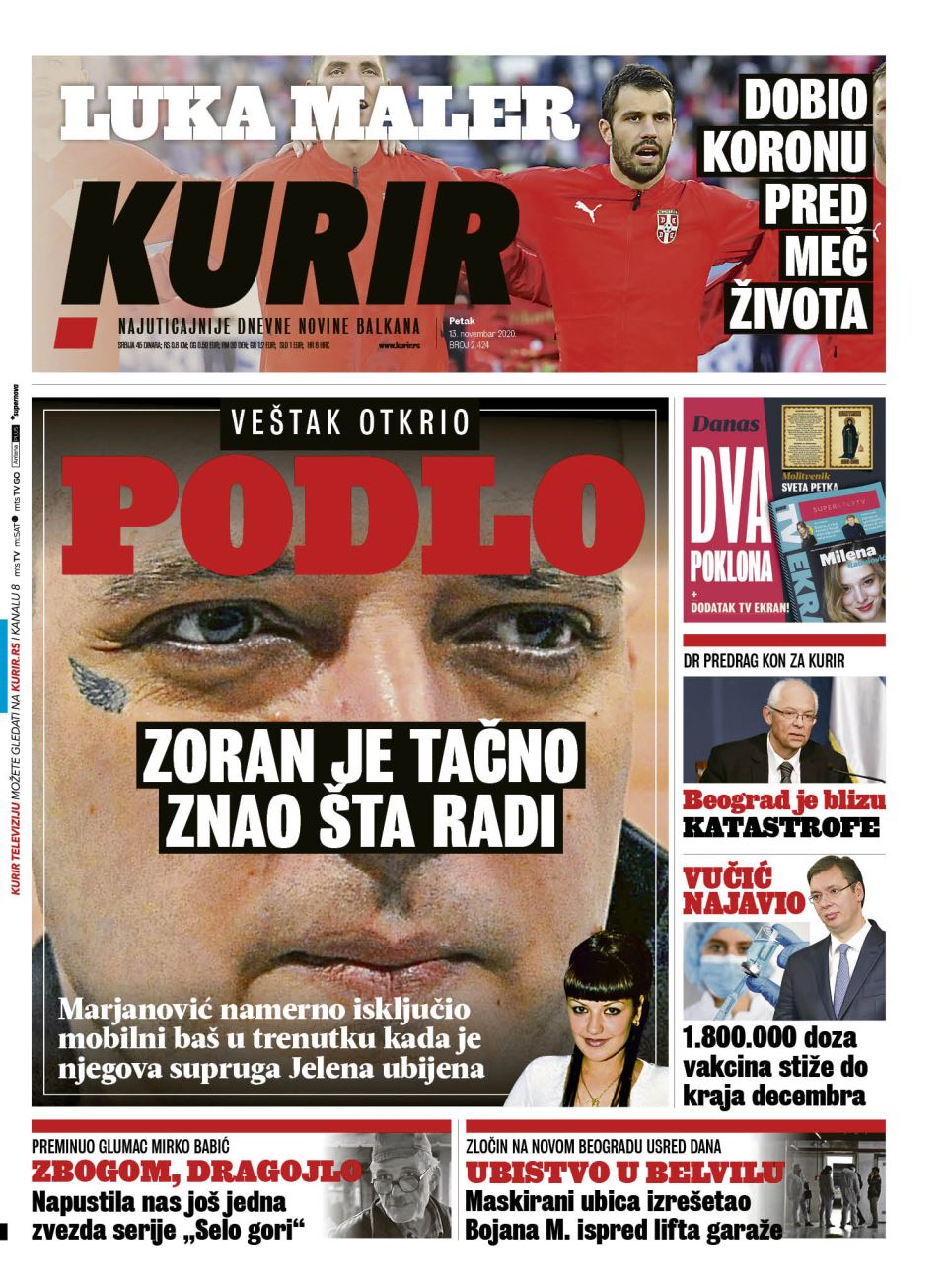 prelistavanje sutrasnje stampe 13 novembar 2020