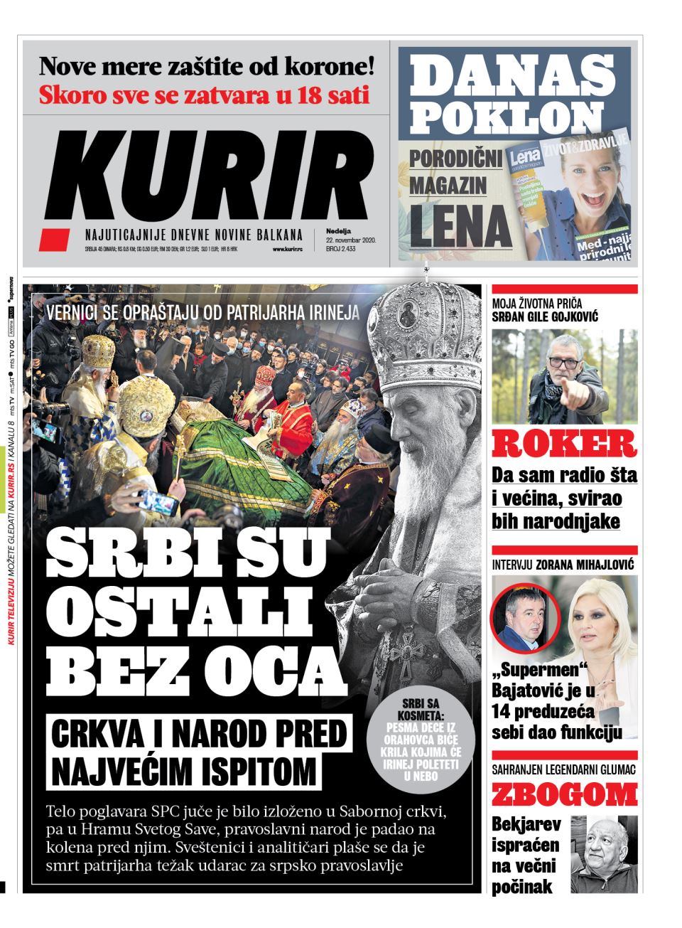 prelistavanje sutrasnje stampe 22 novembar 2020