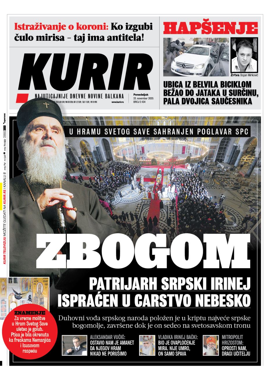 prelistavanje sutrasnje stampe 23 novembar 2020