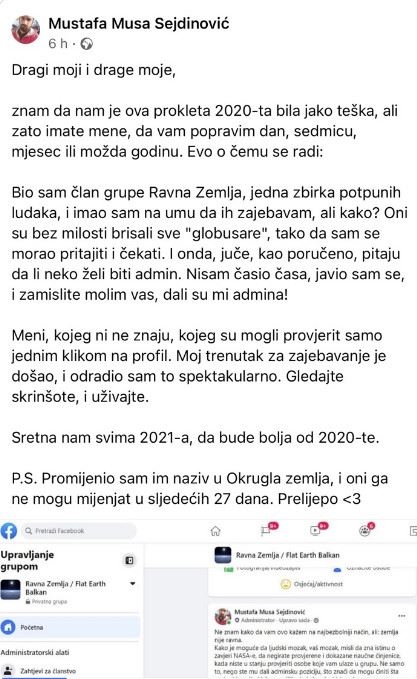 ravna zemlja okrugla facebook stranica promenio ime