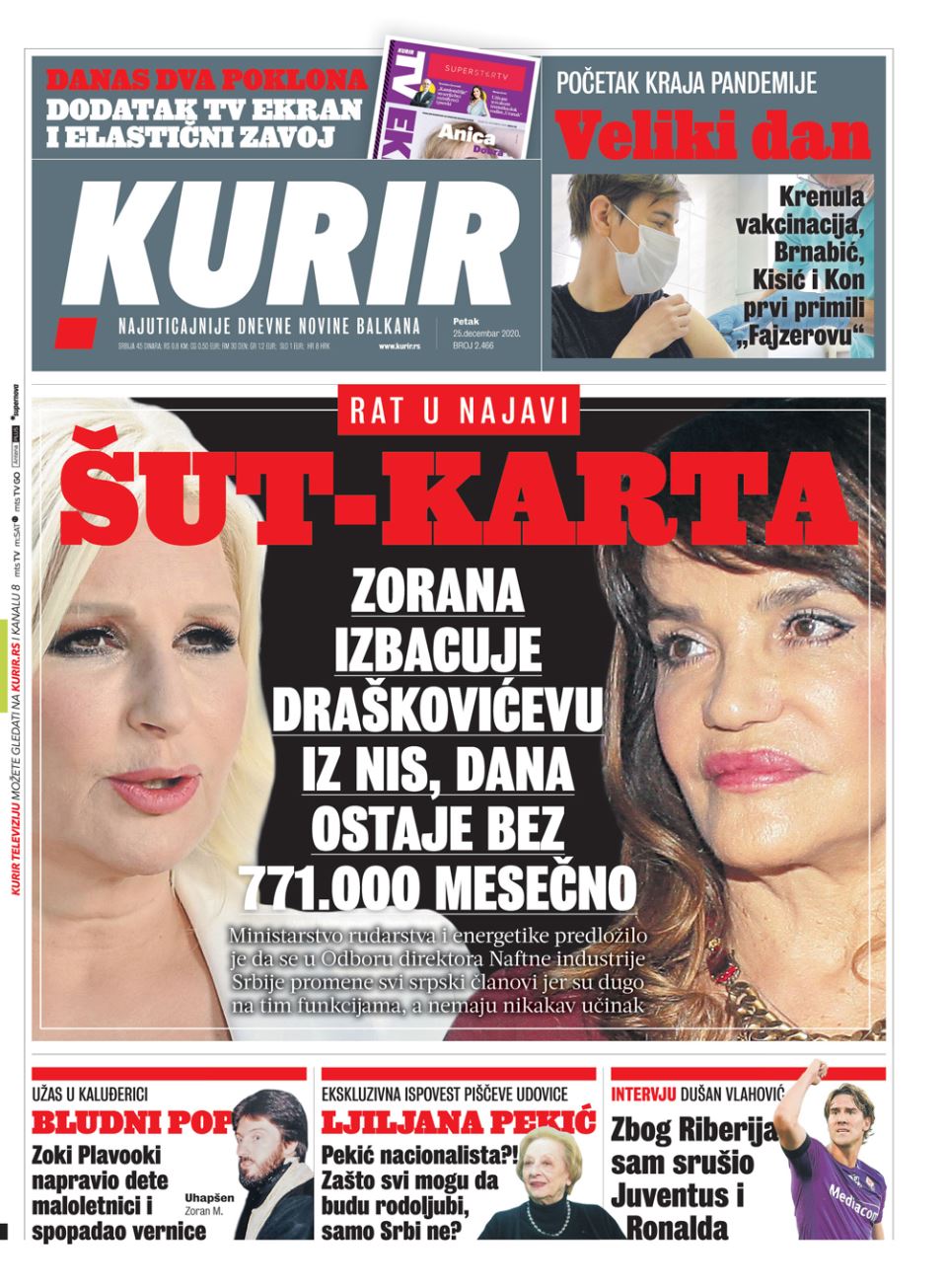 prelistavanje sutrasnje stampe 25 decembar 