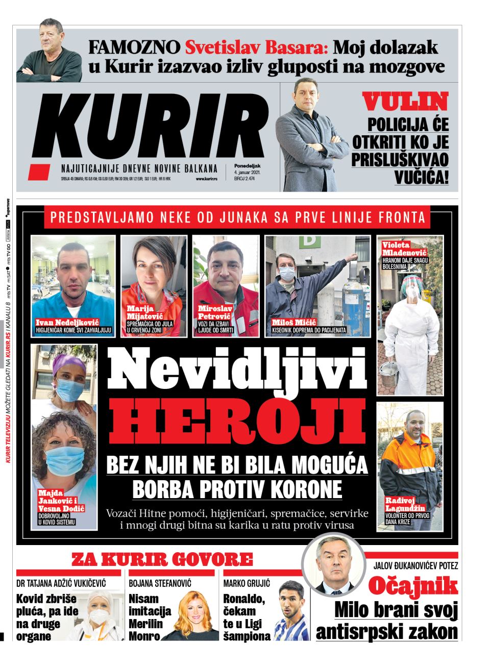 naslovne strane sutrasnje stampe 4 januar 2020