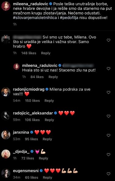 milena radulovic mika aleksic silovanje podrska kolega