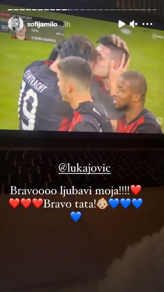 sofija milosevic luka jovic golovi ajntraht utakmica cestitka