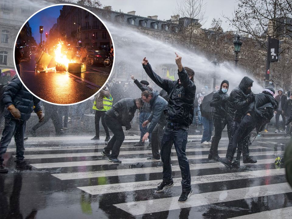 francuska pariz protesti demostracije zakon o bezbednosti policija vodeni topovi
