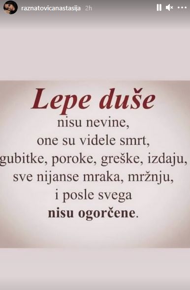 anastasija raznatovic citat instagram foto