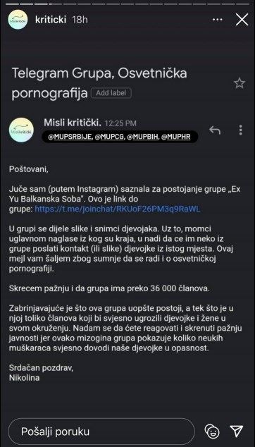 telegram gole slike devojaka administrator grupe saslusanje mere sud 