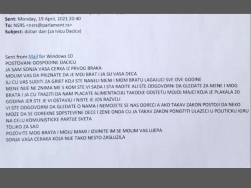 ivica dacic cerka sonja iz londona pismo kako izgleda 