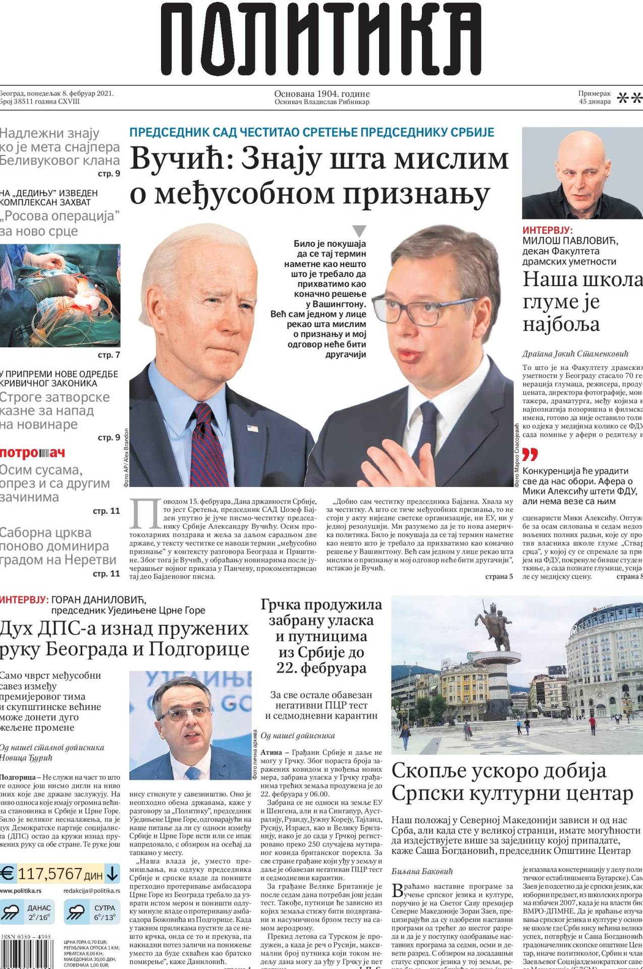 prelistavanje sutrasnje stampe 8 februar