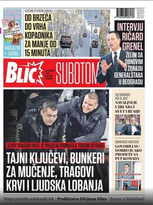 naslovne strane novina za subotu 13. februar