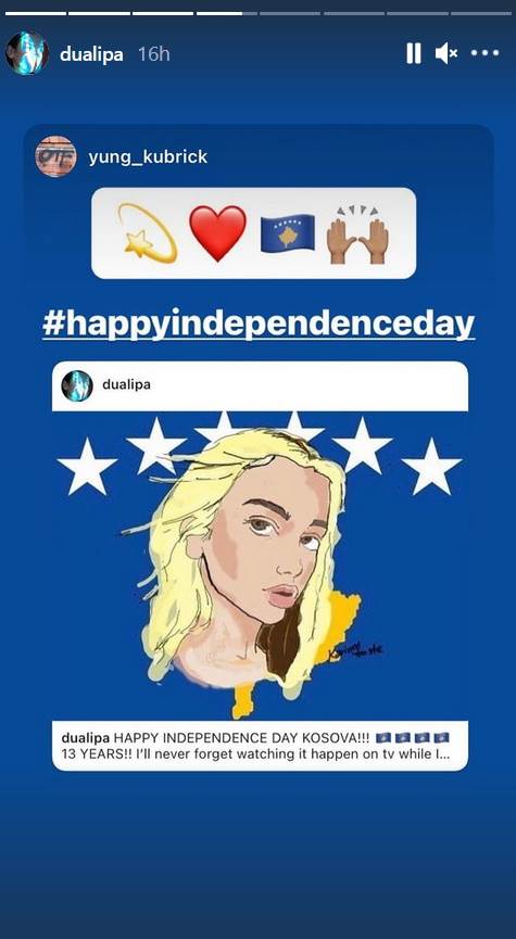 dua lipa zastava kosova cestitala nezavisnost na instagramu