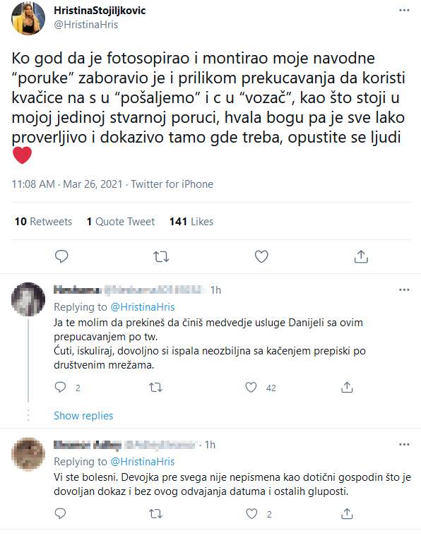 branislav lecic hristina stoiljkovic poruke detalji foto