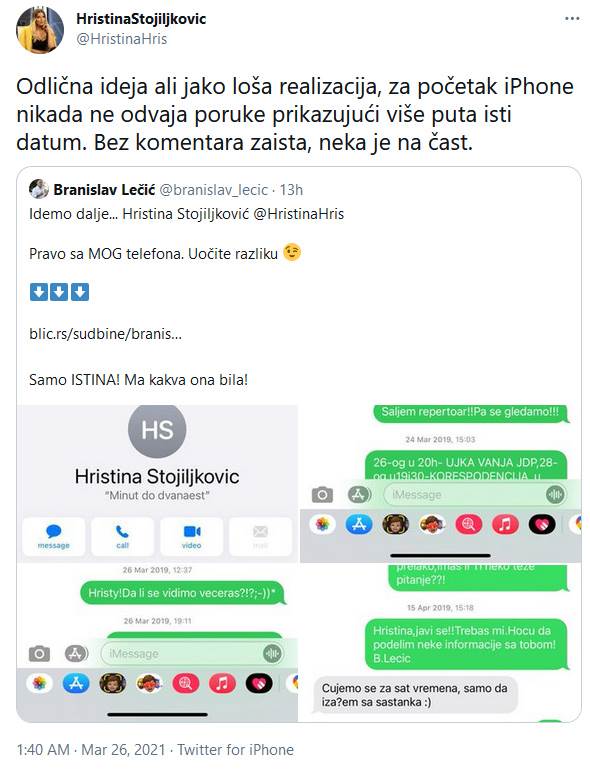 branislav lecic hristina stoiljkovic poruke detalji foto